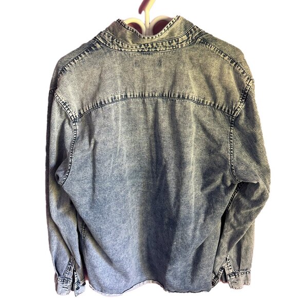 forever 21 faux jean denim mens flannel - Picture 2 of 3